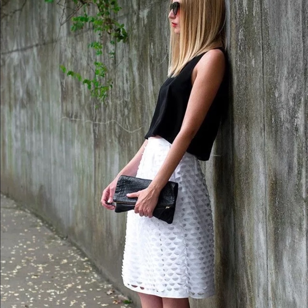 J. Crew Laser Cut Midi Skirt- White, Size 8